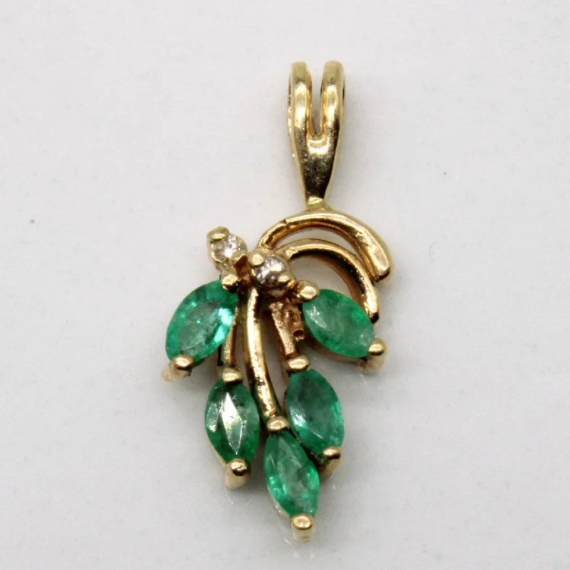 adjustable gemstone choker Emerald & Diamond Pendant | 0.20ctw, 0.01ct |