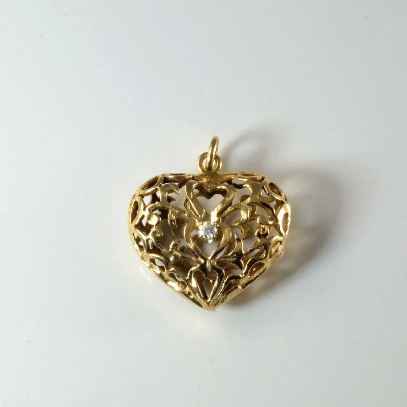 luxury diamond eternity ring Filigree Diamond Puffed Heart Pendant | 0.05ct |