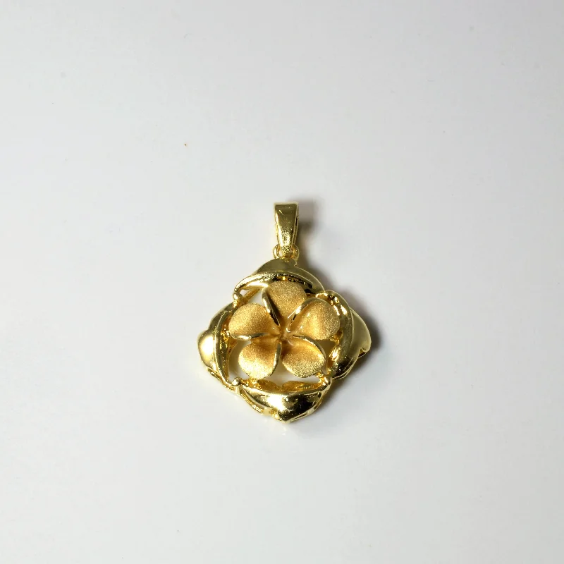 boho pearl charm bracelet Yellow Gold Plumeria Pendant |