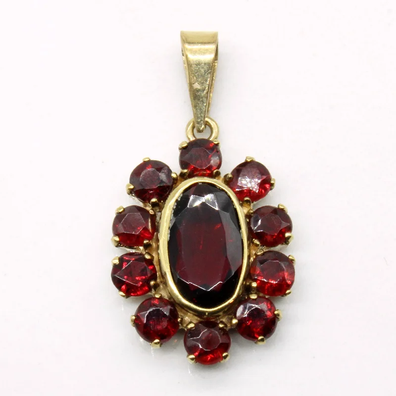 dainty rose gold chain bracelet Bezel Set Garnet Halo Pendant | 2.18ct |