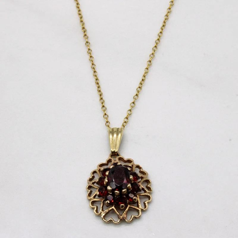 classic tennis bracelet white gold 1979 Hallmarked Garnet Pendant & Necklace | 1.15ctw | 18" |