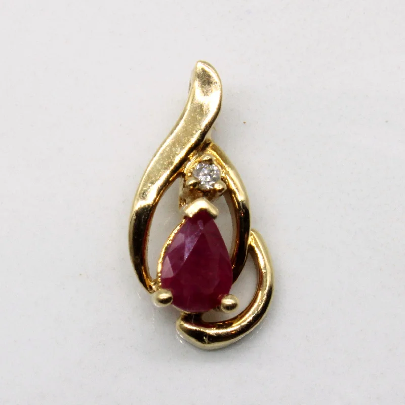 rose gold anklet chain Ruby & Diamond Pendant | 0.28ct, 0.02ct |