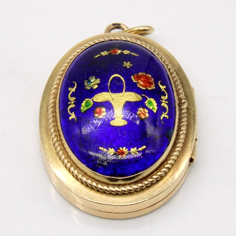 gold-plated snake chain bracelet Hand Painted Enamel Locket