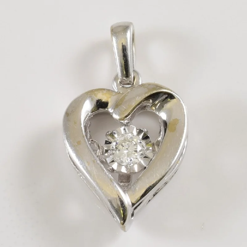 oval cut engagement ring platinum Illusion Set Diamond Heart Pendant | 0.07ct |