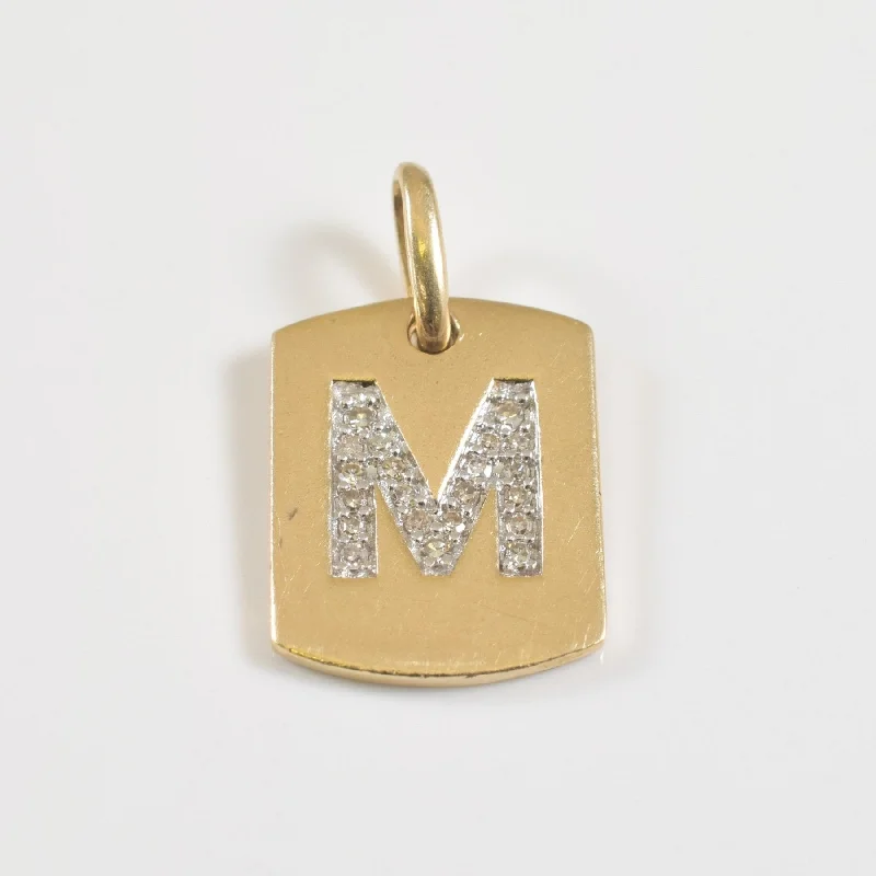 braided gold chain bracelet 'M' Diamond Pendant | 0.07ctw |
