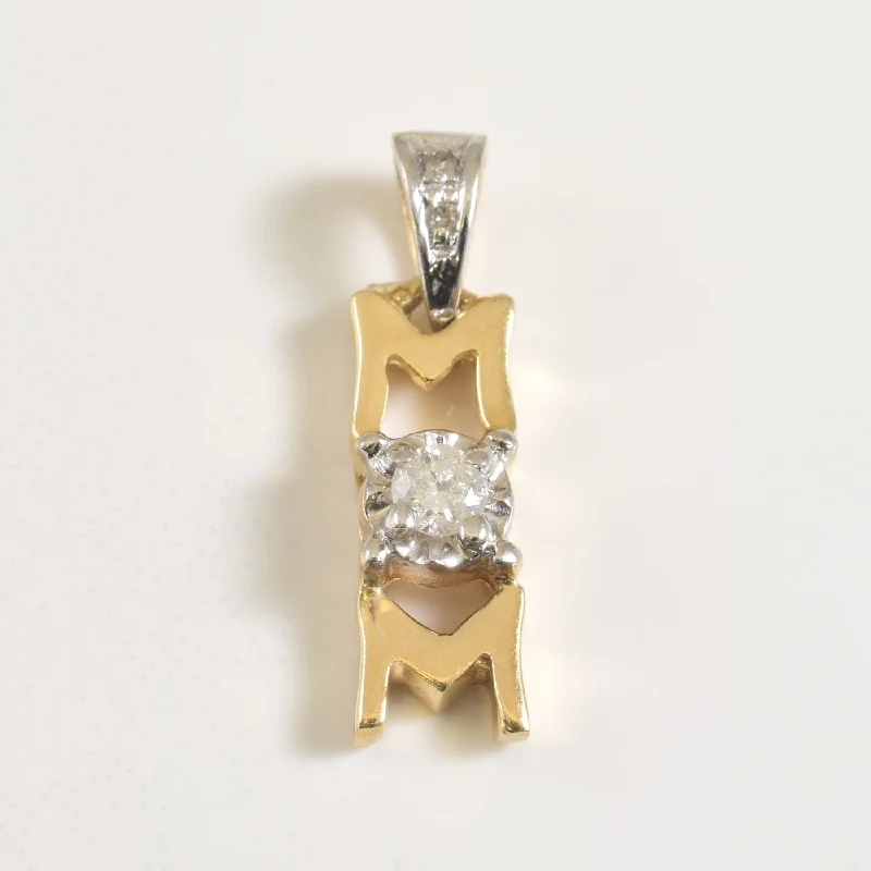 dainty heart charm necklace 'MOM' Diamond Pendant | 0.09ctw |