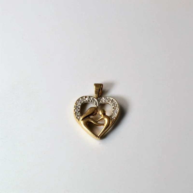 men’s beaded bracelet with charms Mother & Child Heart Shaped Diamond Pendant | 0.09ctw |