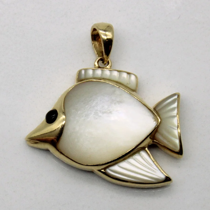 vintage platinum wedding band Mother of Pearl & Onyx Fish Pendant | 2.00ctw, 0.02ct |