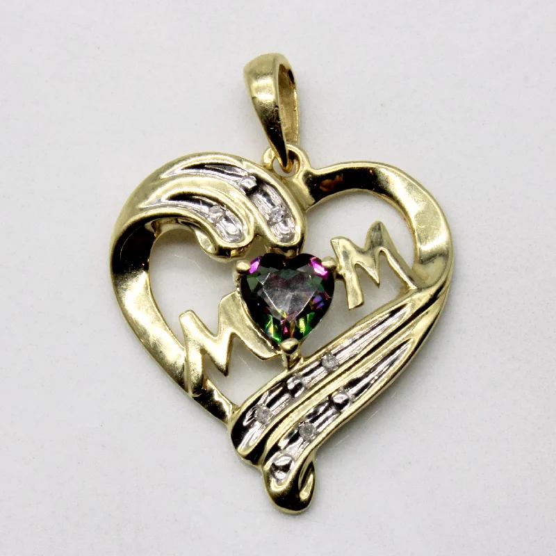 minimalist wedding band set Mystic Topaz & Diamond 'Mom' Heart Pendant | 0.50ct, 0.02ctw |