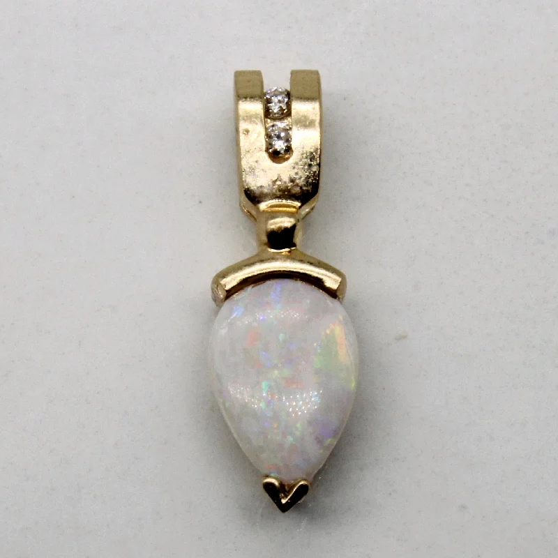 statement gemstone necklace handmade Opal & Diamond Pendant | 0.40ct, 0.02ctw |