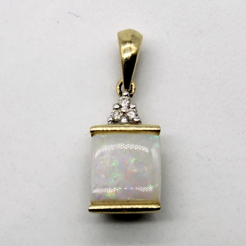 personalized initial ring stackable Opal and Diamond Pendant | 0.60ct, 0.03ctw |