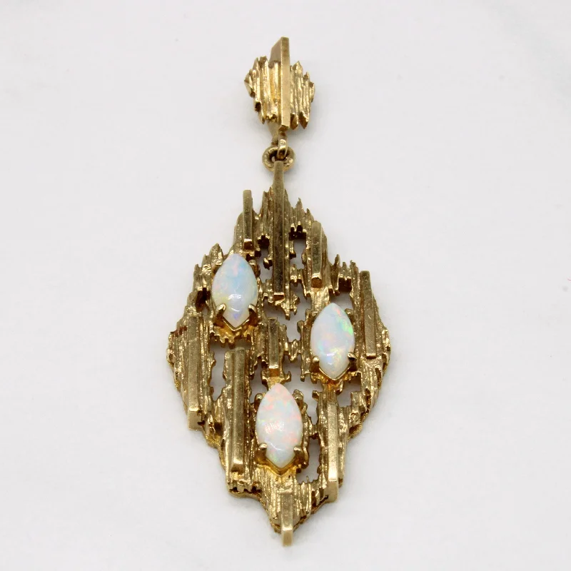 vintage locket necklace gold Three Stone Opal Pendant | 1.05ctw |