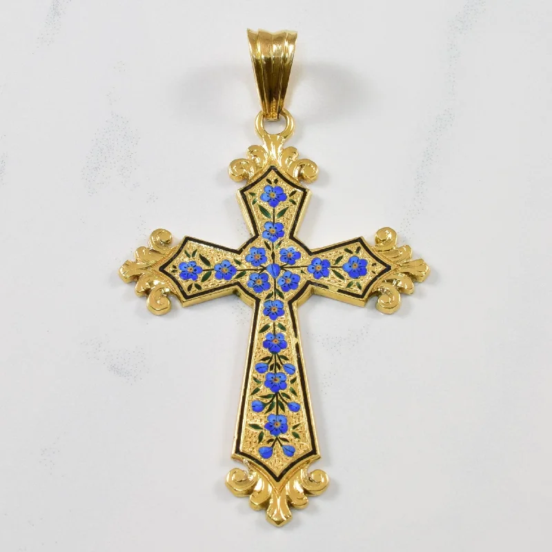 large statement turquoise ring 1930s Enamelled Forget Me Not Cross Pendant |