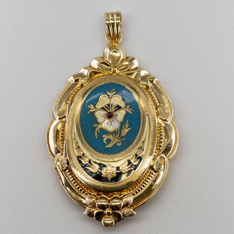handcrafted gemstone drop earrings Early Mid Century Enamelled Floral Locket | 0.02ct |