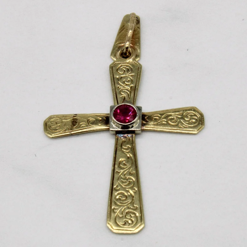 handmade leather pendant necklace Ornate Ruby Cross Pendant | 0.38ct |