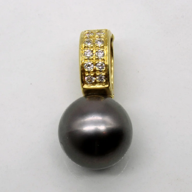 personalized couples necklace gold Pearl & Diamond Pendant | 11.00mm, 0.07ctw |