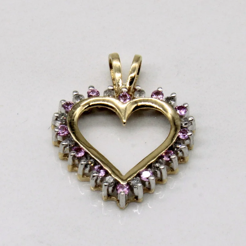 white gold necklace simple Pink Sapphire & Diamond Heart Pendant | 0.24ctw, 0.09ctw |