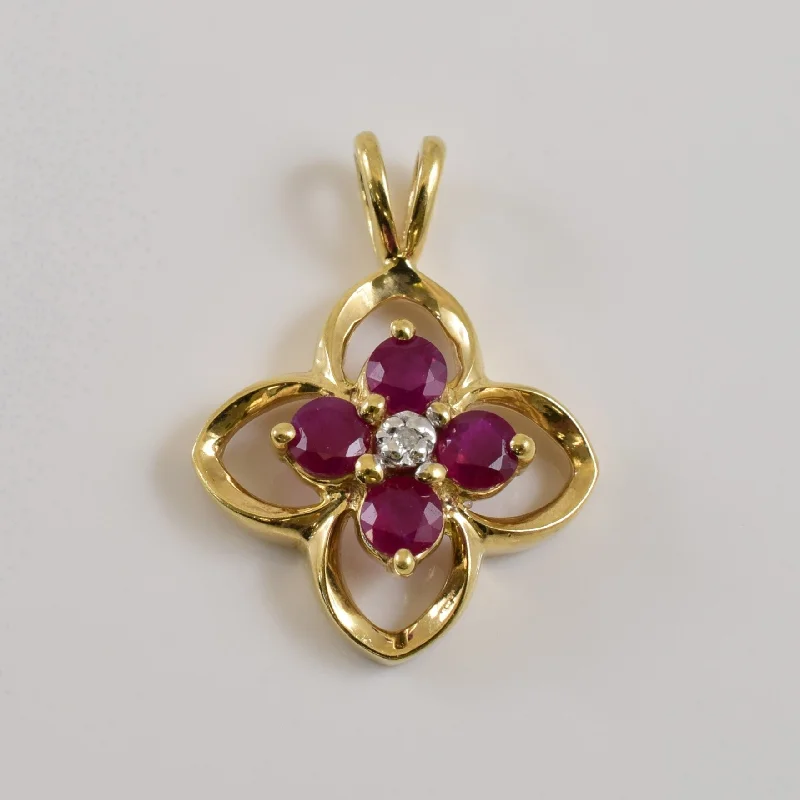 celestial moon and star necklace Ruby & Diamond Flower Pendant | 0.60ctw, 0.005ct |