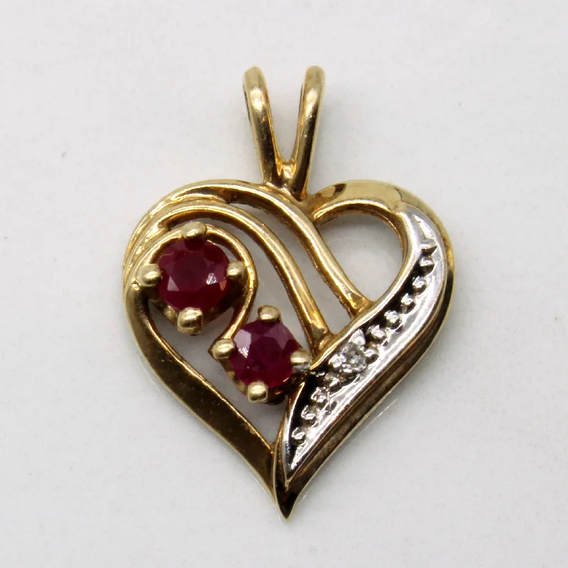 celestial sunburst ring gold Ruby & Diamond Heart Pendant | 0.18ctw, 0.01ct |