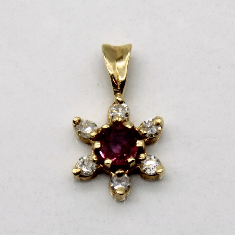double-layered choker necklace Ruby & Diamond Pendant | 0.12ct, 0.09ctw |