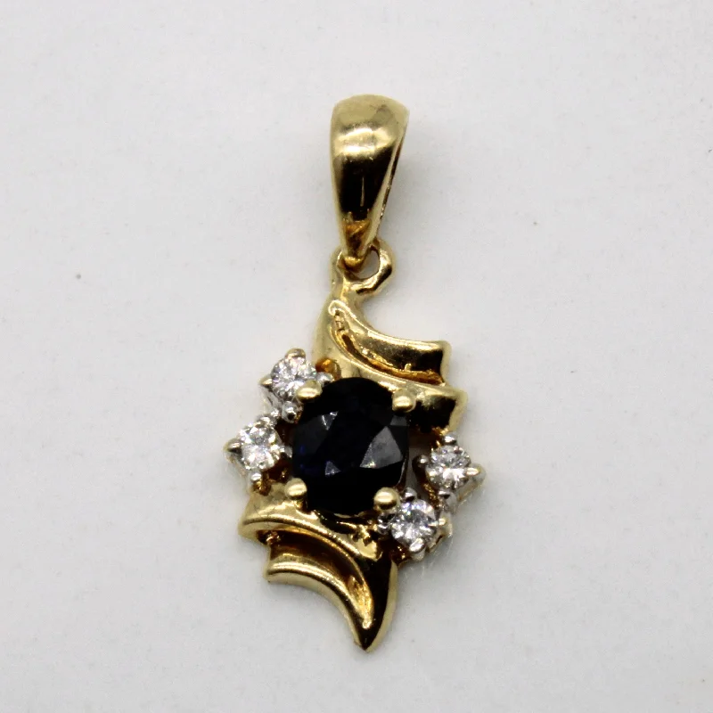 minimalist chain anklet gold Sapphire & Diamond Pendant | 0.33ct, 0.06ctw |