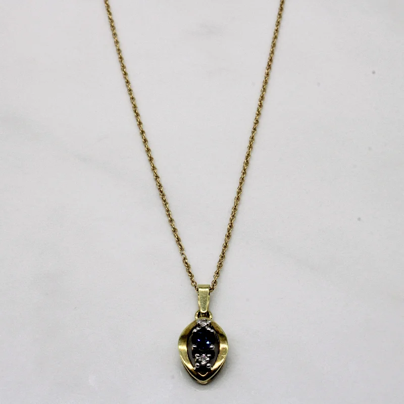 black spinel ring men 1978 Hallmarked Sapphire & Diamond Pendant & Necklace | 0.38ct, 0.04ctw | 18" |