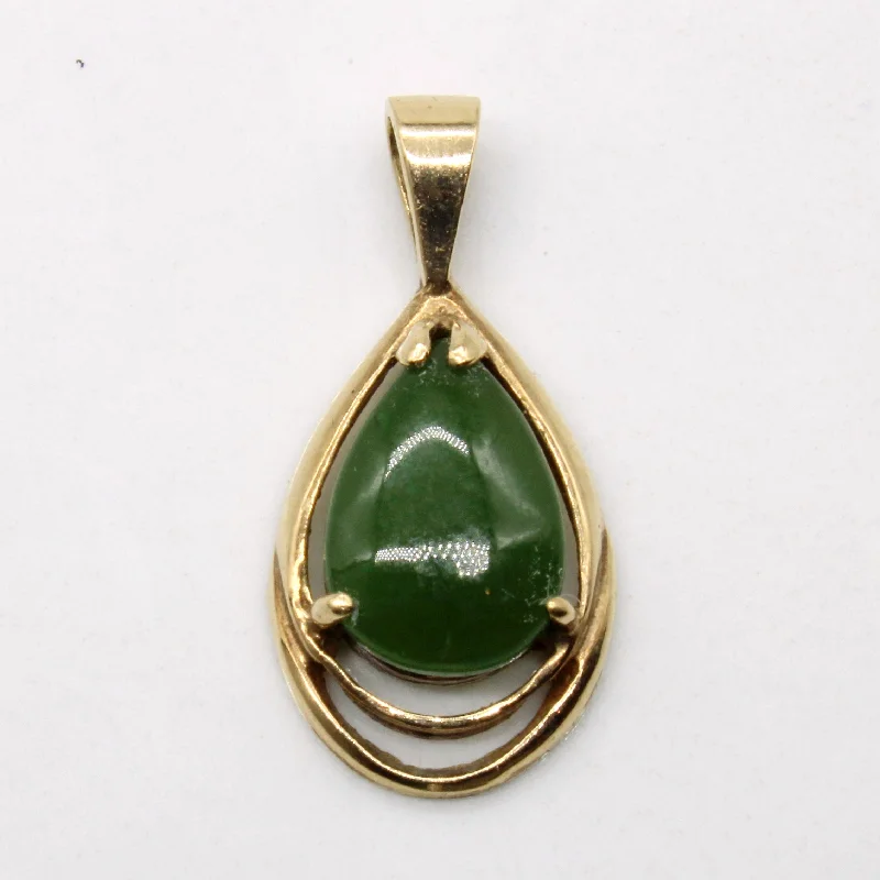 thin gold wedding band women Pear Cabochon Serpentine Pendant | 0.95ct |