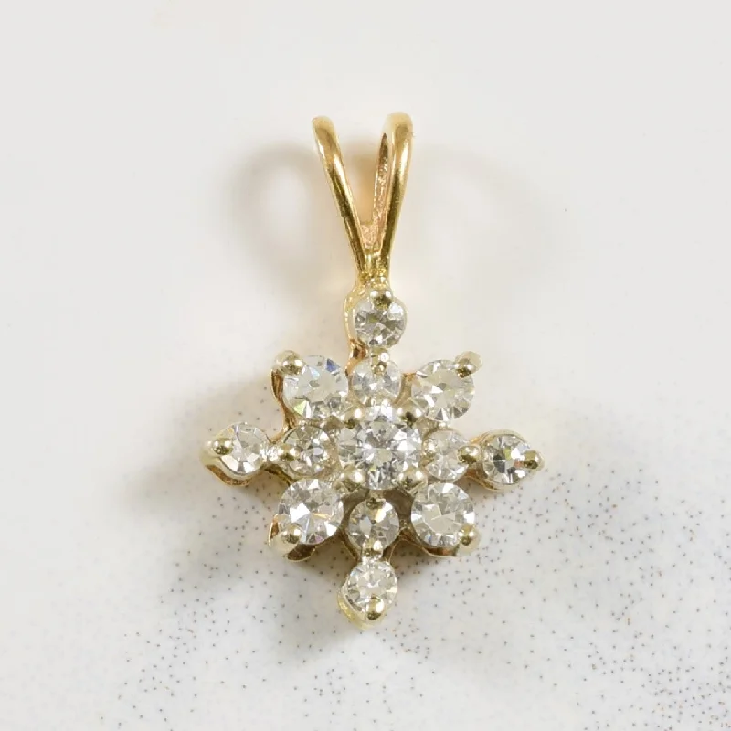 hammered sterling silver band Split Bail Cluster Diamond Pendant | 0.30ctw |