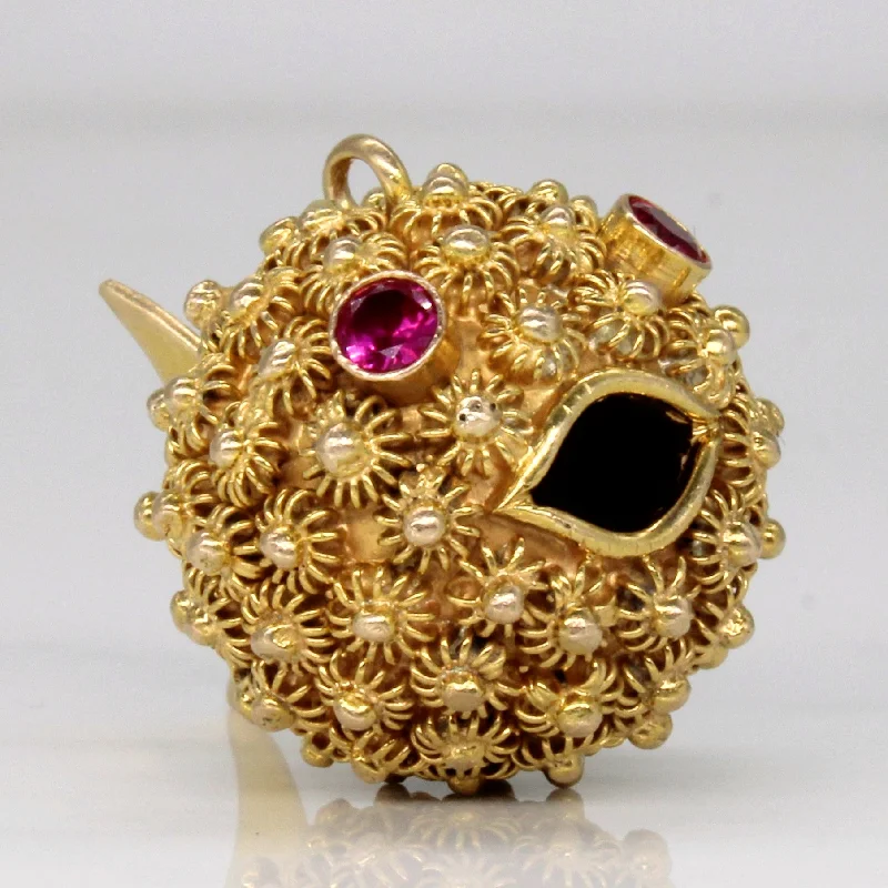 moonstone engagement ring boho Synthetic Ruby Puffer Fish 14k Pendant | 0.30ctw |