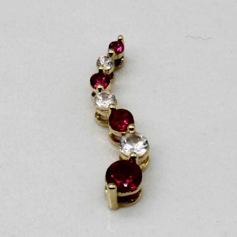 thin gold wedding band women Synthetic Ruby & Synthetic Colourless Sapphire Pendant | 0.50ctw, 0.25ctw |