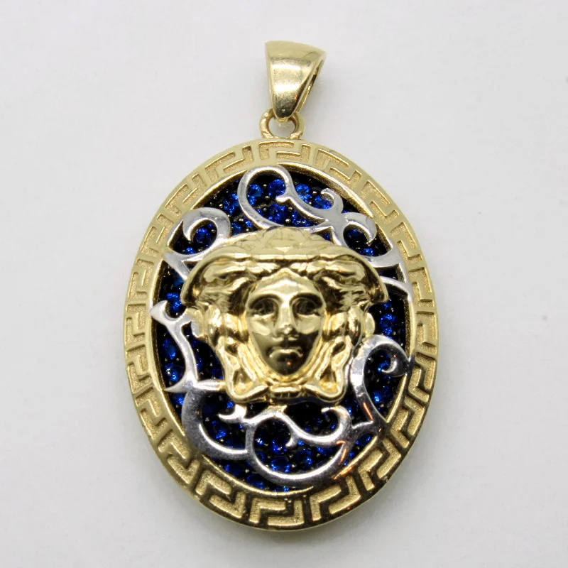 titanium spinner ring anxiety relief Synthetic Sapphire Medusa Pendant | 1.05ctw |
