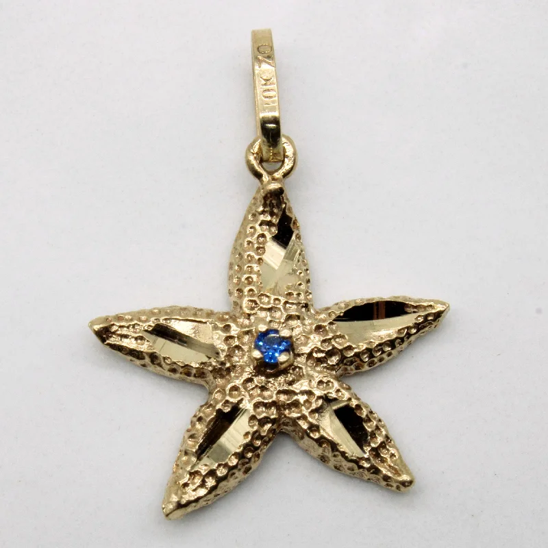 rose gold bezel ring Synthetic Sapphire Starfish Pendant | 0.03ct |