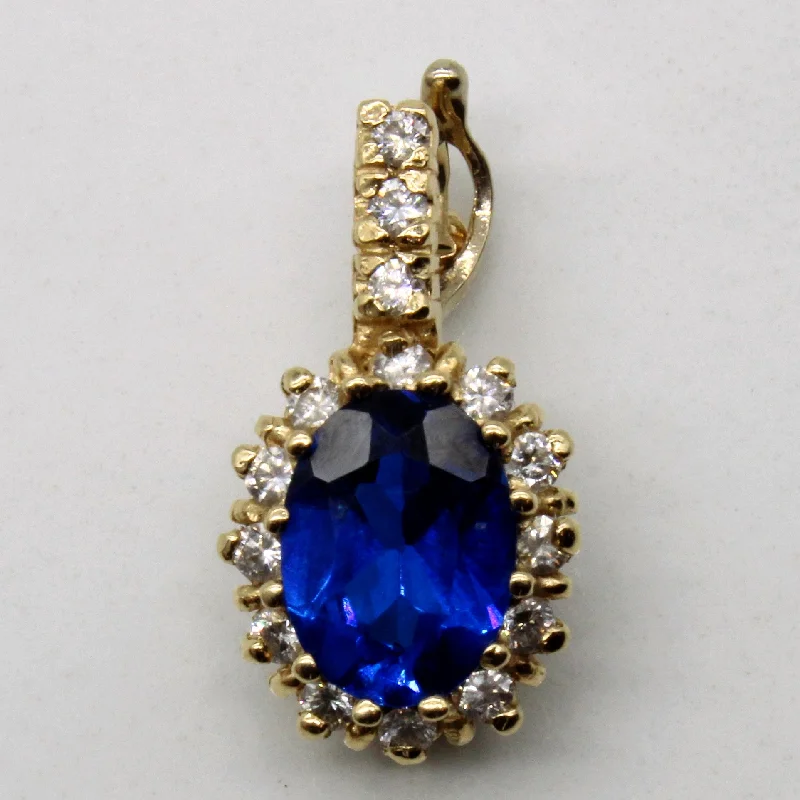 solid gold disc charm bracelet Synthetic Spinel & Diamond Pendant | 1.30ct, 0.15ctw |