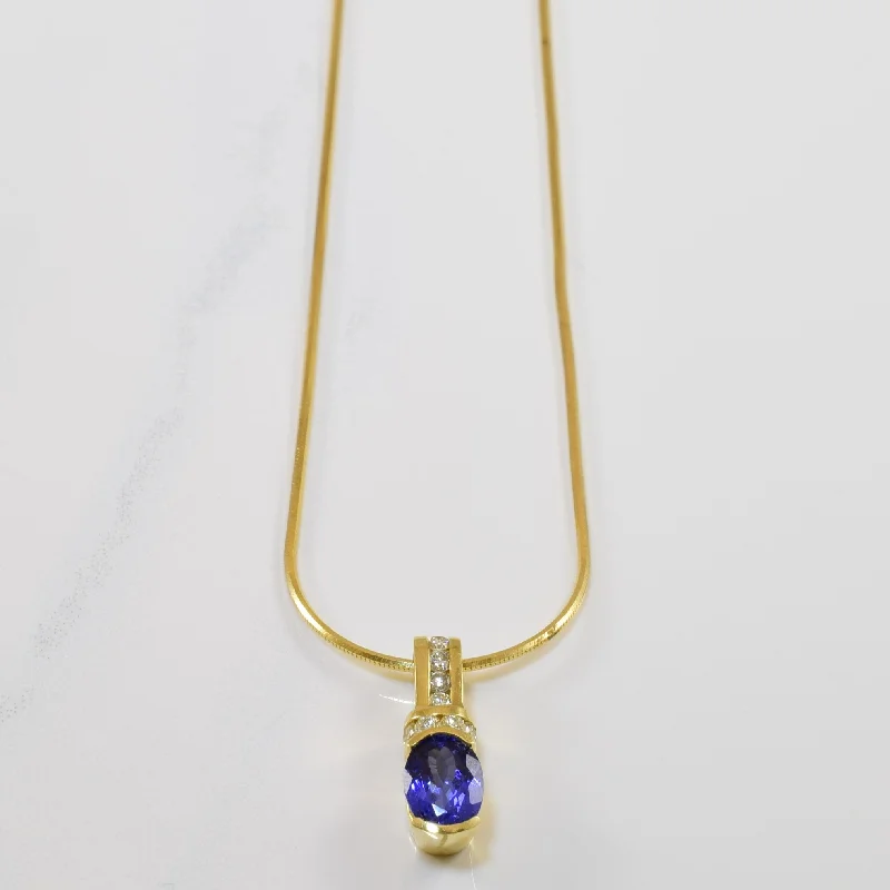 vintage turquoise pendant necklace Tanzanite & Diamond Necklace | 1.25ct, 0.20ctw | 18" |
