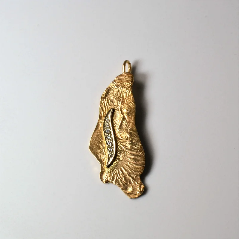 delicate angel wings necklace Textured Leaf Design Diamond Pendant | 0.06ctw |
