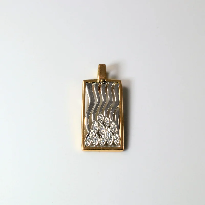 white gold necklace simple Two Tone Diamond Wave Pendant | 0.10ctw |