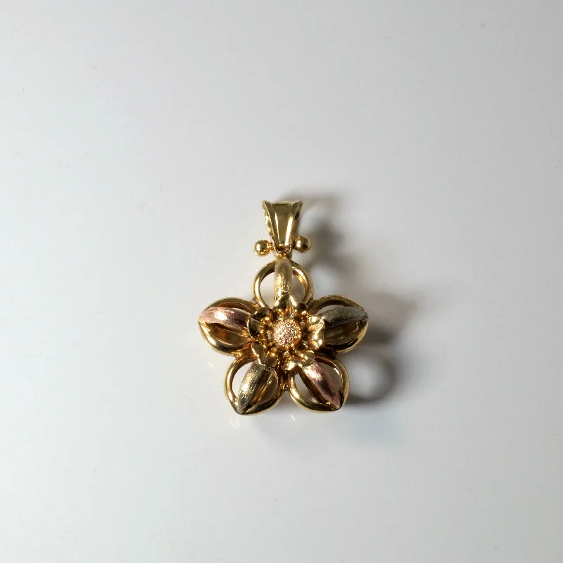 modern geometric silver ring Tri Tone Gold Flower Pendant |
