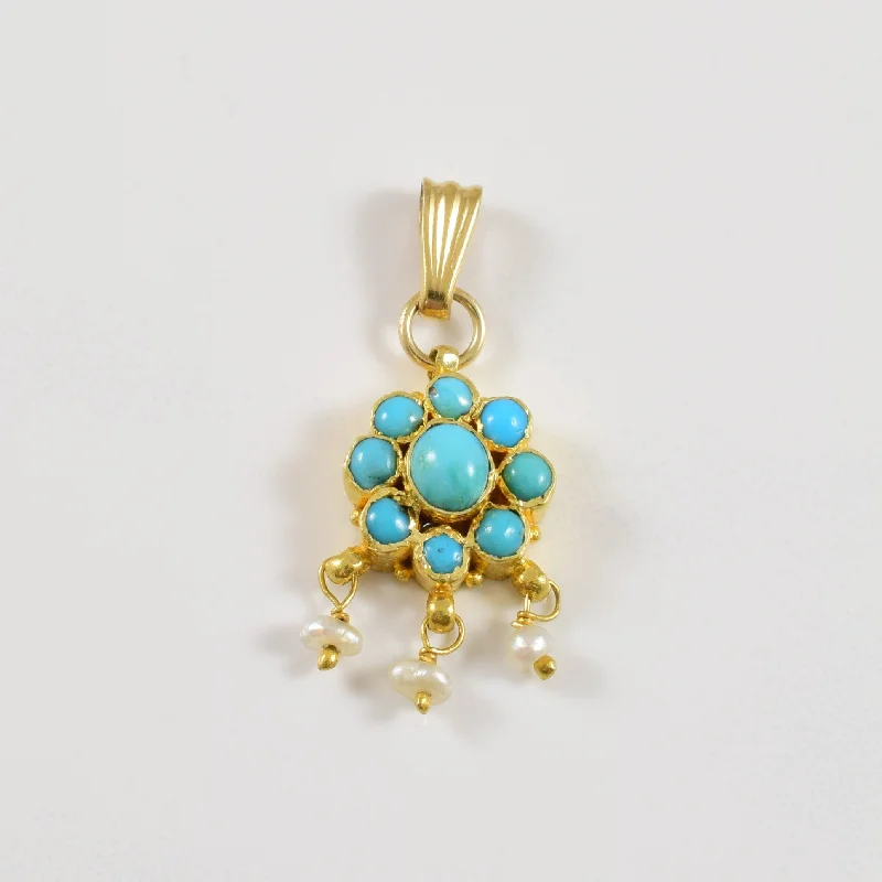 classic diamond solitaire necklace Turquoise & Pearl Pendant | 0.55ctw |