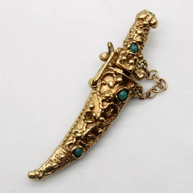 vintage rose gold engagement ring Turquoise Zulfiqar 10k Yellow Gold Pendant