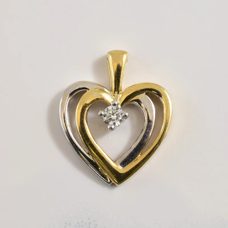 butterfly charm bracelet delicate Two Tone Diamond Heart Pendant | 0.07ct |