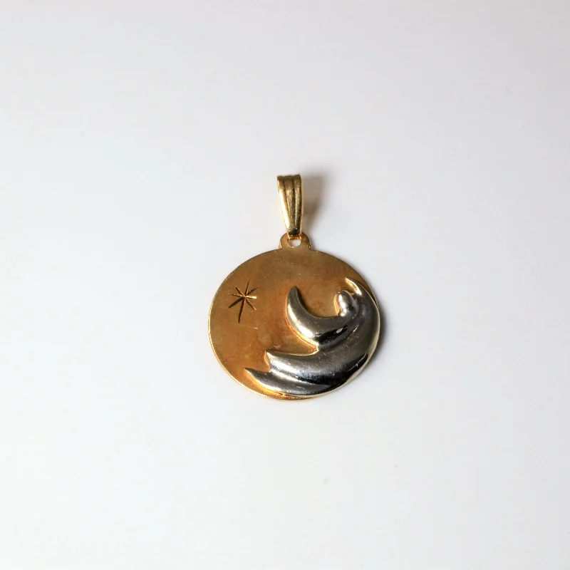 crystal drop earrings elegant Two Tone Man on the Moon Pendant |