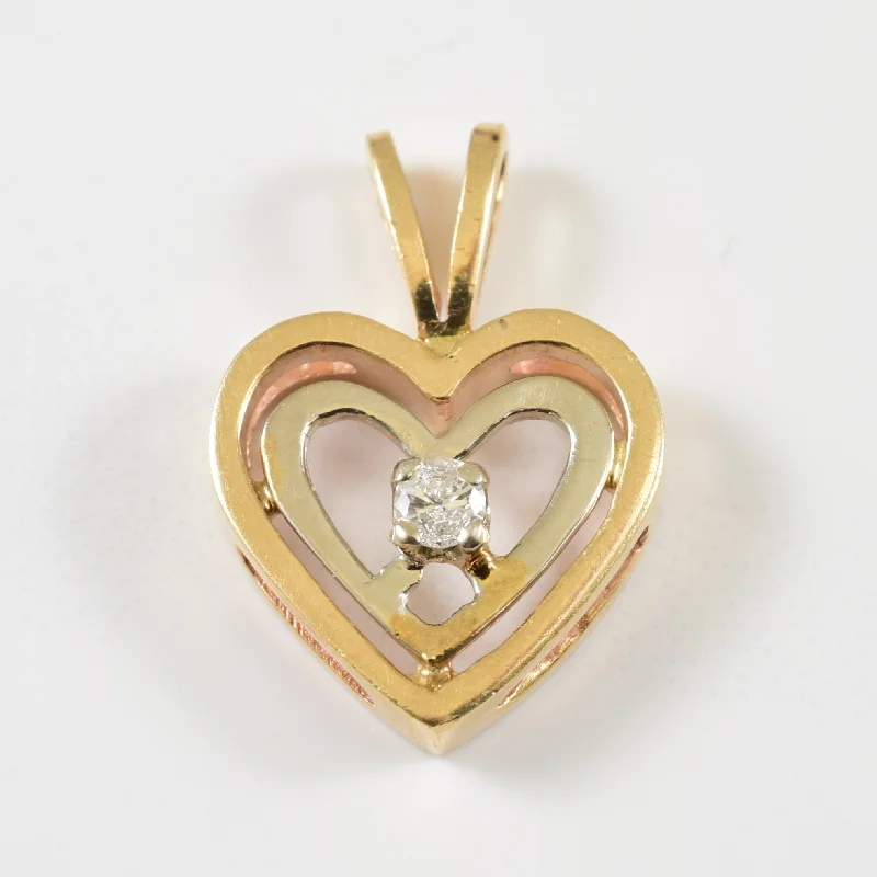 custom name necklace gold Two Tone Single Diamond Heart Pendant | 0.05ct |