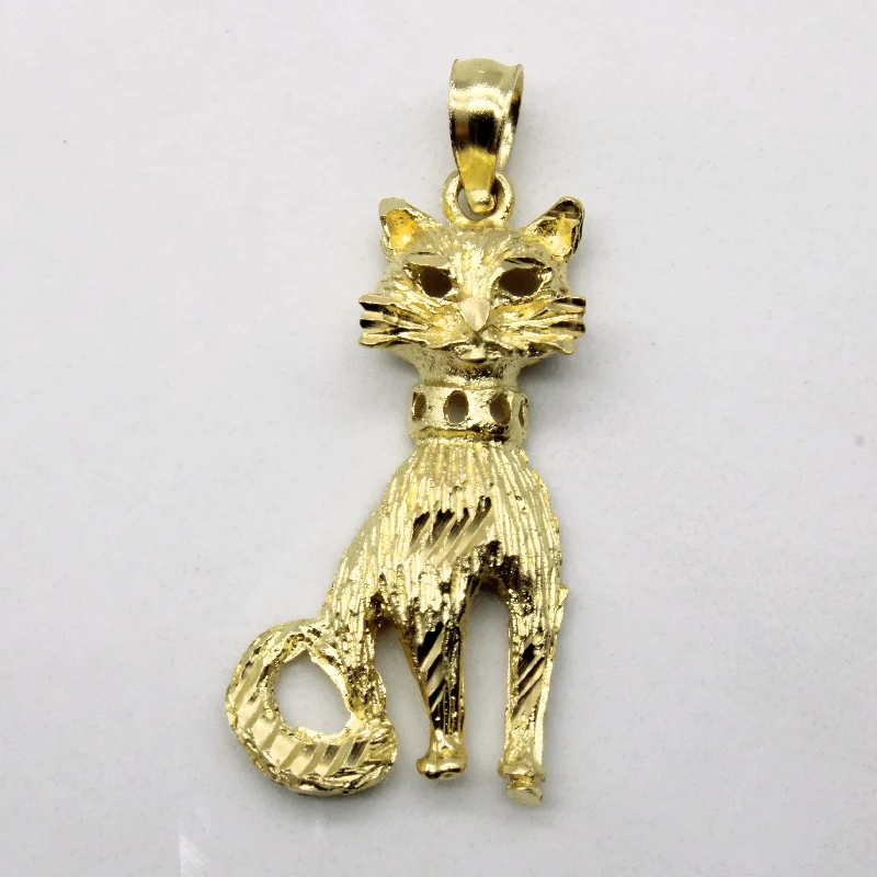 vintage art deco engagement ring Yellow Gold Cat Pendant |