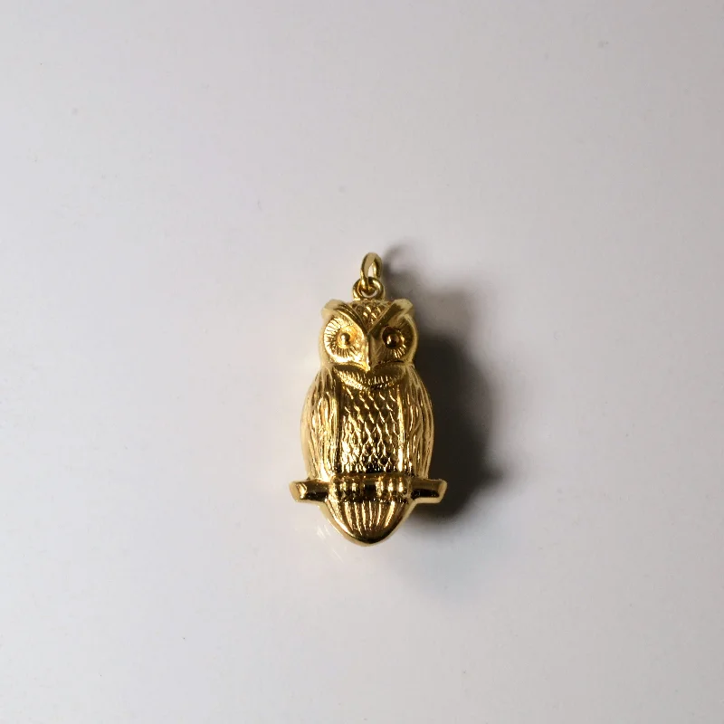 delicate pearl bracelet Yellow Gold Owl Pendant |