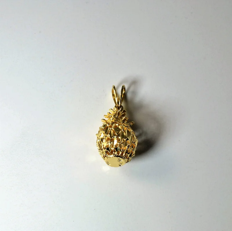 personalized engraved locket Yellow Gold Pineapple Pendant |