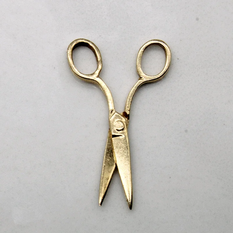 delicate gold band ring Yellow Gold Scissor Charm |