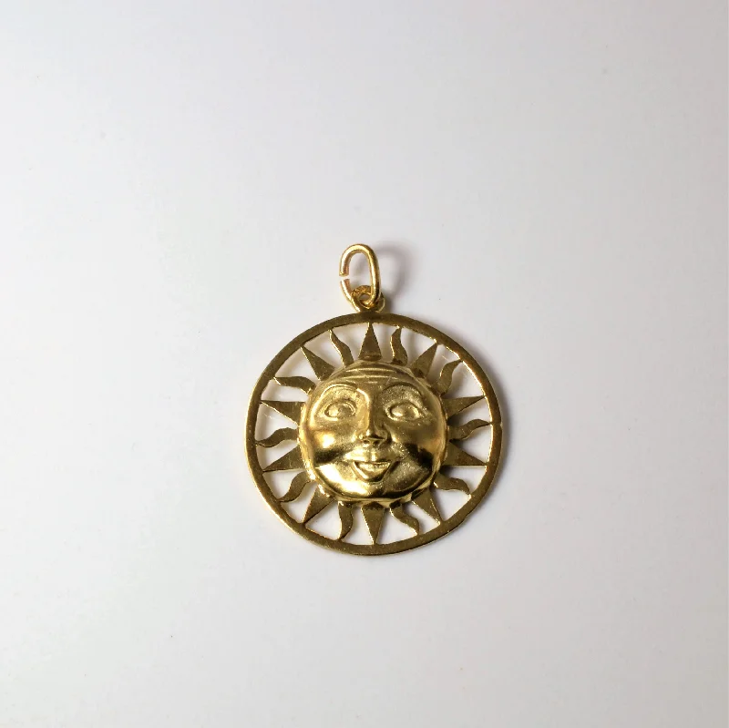 handcrafted gemstone ring women Yellow Gold Sun Pendant |
