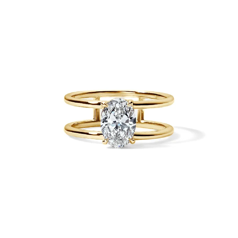 1.20CT Oval Gold Double Band Engagement Ring