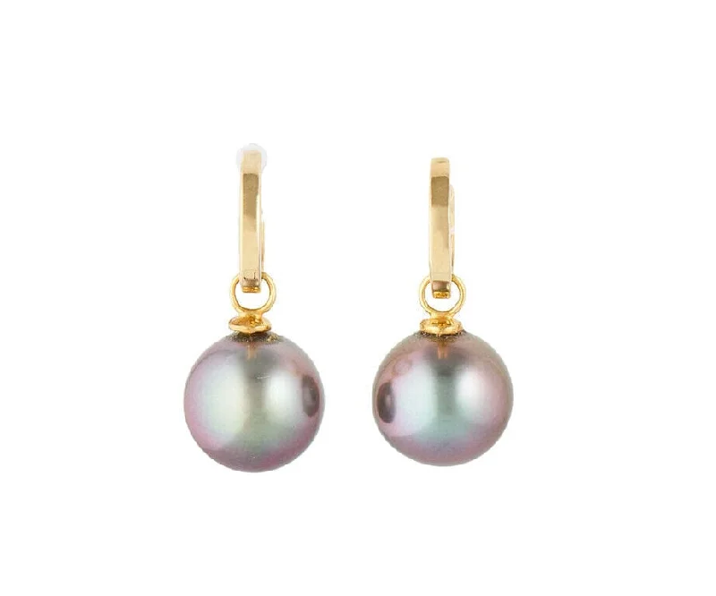 11.0MM Black Tahitian Pearl Drop Earrings in 14K