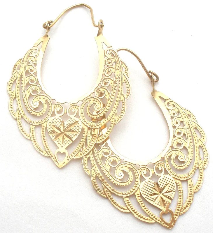 unique diamond eternity band 14K Gold Heart Hoop Earrings JCM